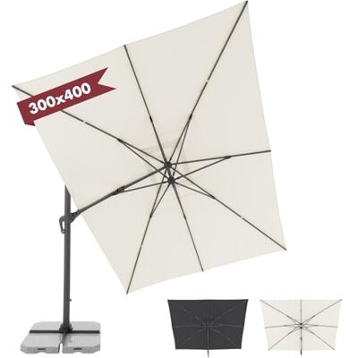 Doppler slingerparasol voor de tuin Jack 400x300cm in naturel I Parasol voor balkon & terras I Slingerparasol van UV-bestendig aluminium I Multifunctionele parasol Doppler slingerparasol voor de tuin Jack 400x300cm in naturel I Parasol voor balkon & terras I Slingerparasol van UV-bestendig aluminium I Multifunctionele parasol