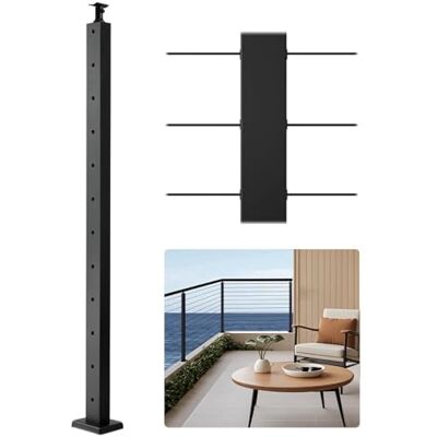 VEVOR Leuning voor balkonhek, 1067 x 108 x 68 mm, tuin, balkon, roestvrijstalen brug, paalset voor terrasleuning, zwart, 1JZLGZXHS1063GGTD001V0 VEVOR Leuning voor balkonhek, 1067 x 108 x 68 mm, tuin, balkon, roestvrijstalen brug, paalset voor terrasleuning, zwart, 1JZLGZXHS1063GGTD001V0