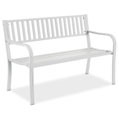 Relaxdays metalen tuinbank, 2-zits, 82x127,5x59,5 cm, staal, balkon en tuin, wit, tot 220 kg Relaxdays metalen tuinbank, 2-zits, 82x127,5x59,5 cm, staal, balkon en tuin, wit, tot 220 kg