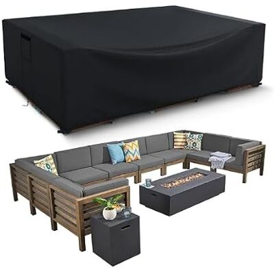 HIGHTQURO Waterdichte terrasmeubelhoezen, zwaar belastbare, duurzame rechthoekige buitentafel en stoelen, weerbestendige rechthoekige terrashoezen, 117 cm L x 75 cm B x 45 cm H zwart HIGHTQURO Waterdichte terrasmeubelhoezen, zwaar belastbare, duurzame rechthoekige buitentafel en stoelen, weerbestendige rechthoekige terrashoezen, 117 cm L x 75 cm B x 45 cm H zwart