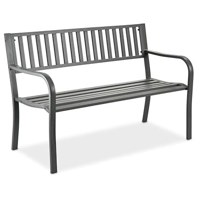 Relaxdays metalen tuinbank 2-zits, 82x127,5x59,5 cm, staal, grijs Relaxdays metalen tuinbank 2-zits, 82x127,5x59,5 cm, staal, grijs