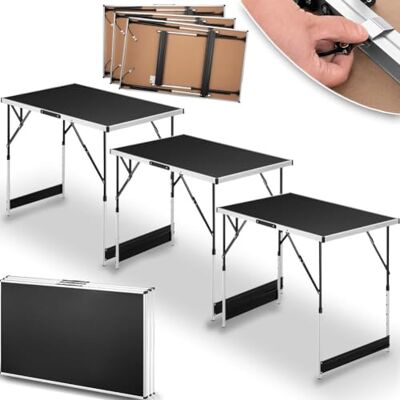 BAKAJI Set van 3 multifunctionele klaptafels voor buiten, tafels met 4 verstelbare hoogtes en draaggreep, verstelbare campingtafel voor picknick, outdoor, camping, draagvermogen 30 kg (zwart) BAKAJI Set van 3 multifunctionele klaptafels voor buiten, tafels met 4 verstelbare hoogtes en draaggreep, verstelbare campingtafel voor picknick, outdoor, camping, draagvermogen 30 kg (zwart)