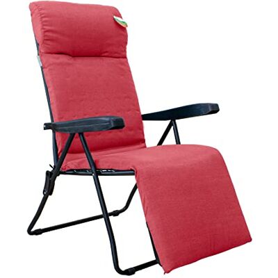 GARDENIA Ligstoel om te relaxen, kantelbaar, automatisch, rood, van staallegering, 84 x 60 x H 105 cm GARDENIA Ligstoel om te relaxen, kantelbaar, automatisch, rood, van staallegering, 84 x 60 x H 105 cm