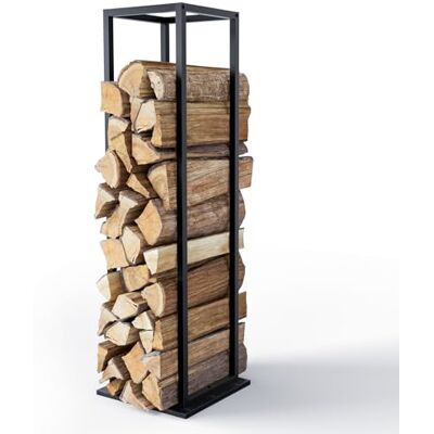 VOUNOT ® Haardhoutrek Metaal 33x33x112 cm, Verticale Houtopslag voor Open Haard, Kaminhoutrek met Bodemplaat, Ruimtebesparend en Stevig voor Binnen en Buiten, Zwart VOUNOT ® Haardhoutrek Metaal 33x33x112 cm, Verticale Houtopslag voor Open Haard, Kaminhoutrek met Bodemplaat, Ruimtebesparend en Stevig voor Binnen en Buiten, Zwart