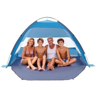 VEVOR Strandtent voor de zee voor 4 personen, draagbare zonnetent met draagtas en grondankers, lichte parasol voor kamperen, vissen, picknick VEVOR Strandtent voor de zee voor 4 personen, draagbare zonnetent met draagtas en grondankers, lichte parasol voor kamperen, vissen, picknick