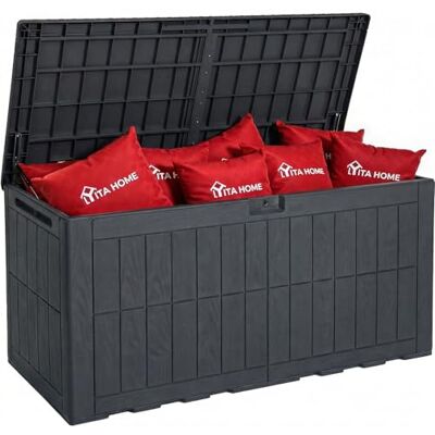 YITAHOME 450L Grote Outdoor Garden Opbergdoos, Waterdichte Hars Dekbox met Slot & Hydraulische Zuiger, 2-persoons Bank Zitting voor Terraskussens & Tuingereedschap, UV-bestendig & Weerbestendig YITAHOME 450L Grote Outdoor Garden Opbergdoos, Waterdichte Hars Dekbox met Slot & Hydraulische Zuiger, 2-persoons Bank Zitting voor Terraskussens & Tuingereedschap, UV-bestendig & Weerbestendig