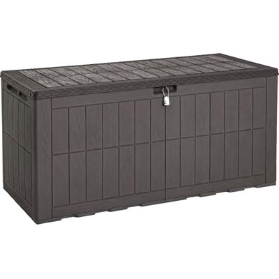 YITAHOME Opbergdoos voor buiten, 120 gallon waterdichte dekbox voor tuingereedschap, terraskussens en zwembadaccessoires, afsluitbaar, eenvoudige montage, veelzijdige bank of tafel (donkerbruin) YITAHOME Opbergdoos voor buiten, 120 gallon waterdichte dekbox voor tuingereedschap, terraskussens en zwembadaccessoires, afsluitbaar, eenvoudige montage, veelzijdige bank of tafel (donkerbruin)