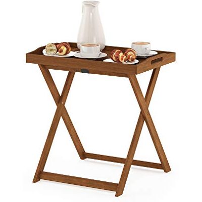 Furinno Outdoor hardhouten dienblad, koffie, bijzettafel, hout, natuurlijk, 40,1 x 62,2 x 67,6 cm Furinno Outdoor hardhouten dienblad, koffie, bijzettafel, hout, natuurlijk, 40,1 x 62,2 x 67,6 cm