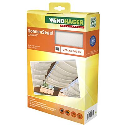 Windhager Luifel voor kabelspantechniek, serre en terrassen schaduw, touwspanluifel, 270 x 140 cm, effen wit Windhager Luifel voor kabelspantechniek, serre en terrassen schaduw, touwspanluifel, 270 x 140 cm, effen wit