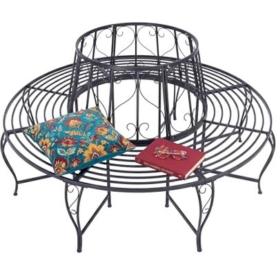 Relaxdays Boombank 360° zitbank, hartornamenten, HxBxD:85x160x160 cm, staal, 600 kg, zwart Relaxdays Boombank 360° zitbank, hartornamenten, HxBxD:85x160x160 cm, staal, 600 kg, zwart