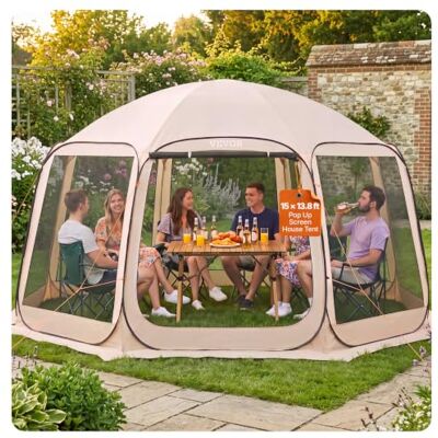 VEVOR Werptent met muggennet, 25 x 2 m, pop-up tent voor 4-8 personen, luifel met draagtas, netzijkanten, grondpen, voor tuin, erf VEVOR Werptent met muggennet, 25 x 2 m, pop-up tent voor 4-8 personen, luifel met draagtas, netzijkanten, grondpen, voor tuin, erf