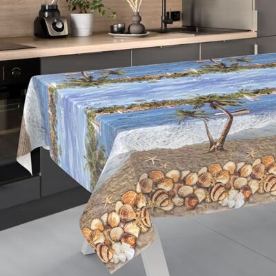 ANRO Afwasbaar tafelzeil, tuintafelkleed, voor binnen en buiten, met snijrand, 240 x 140 cm, vakantie ANRO Afwasbaar tafelzeil, tuintafelkleed, voor binnen en buiten, met snijrand, 240 x 140 cm, vakantie