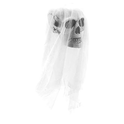 TAMOSH Halloween gaas schedel skelet hoofd opknoping geest elektrische stem controle spookhuis spookhuis ontsnapping horror props wit
