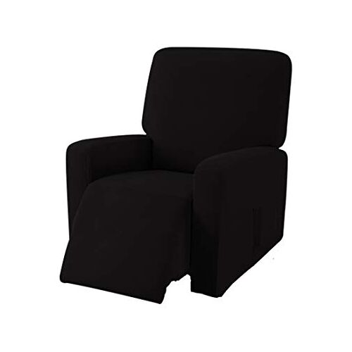 E EBETA Hoes fauteuil jacquard, Fauteuilhoezen, stretchhoes voor relaxfauteuil compleet, Elastische hoes voor tv fauteuil (Zwart)