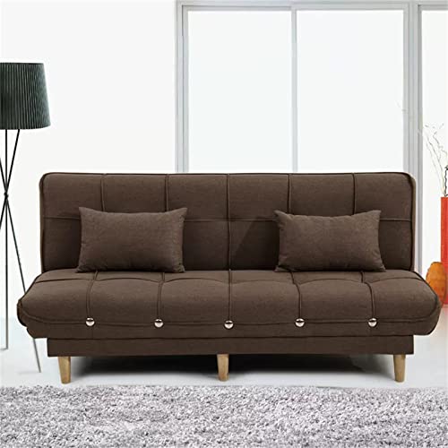 DameCo Stoffen slaapbank, slaapbank, converteerbare slaapbank met kussen, opvouwbare slaapbank met verstelbare rugleuning, voor woonkamer slaapkamer, koffie, 180 × 51 × 76 cm interesting