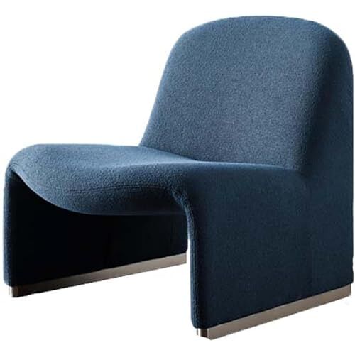 Gvqng Modern Upholstered Lazy Single Sofa Chair, Small Sofa Single Chair, Reception Lounge Area Sofa, Leisure Sofa Chair Reading Chair for Bedroom, Studio Homestay Sofa Chair,Blauw,63 * 70 * 72CM