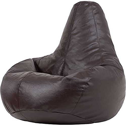 Bean Bag Bazaar icon Kunstleer Zitzakfauteuil, Bruin, Zitzakstoel, Zitzak Volwassenen met Vulling, Woonkamerzitzakken