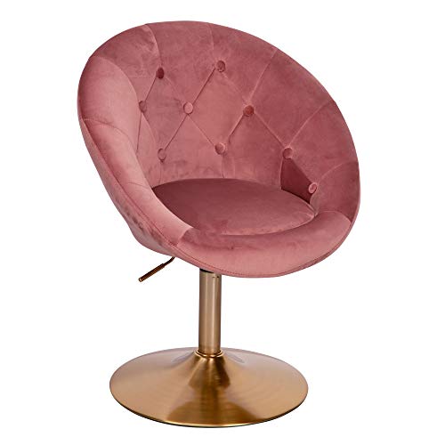 WOHNLING stoel fluweel roze/goud design draaistoel   Club fauteuil gestoffeerde stoel met rugleuning   Draaifauteuil Cocktail fauteuil Lounge   Fauteuil met stoffen bekleding