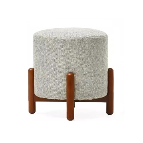 LEIYTFE Voetenbankje Ottoman, Rond Voetenbankje Voor Bank, Ronde Stoffen Voetenbank Met Houten Poten, Opgezette Opstapkruk, Woonkamer Kleine Kruk (Color : /Grey, Size : Walnut)