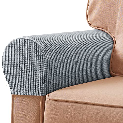 VIKAUL Set van 4 antislip armleuningen Covers rekbare sofa armleuningen beschermers voor fauteuils fauteuil bank fauteuils meubels stoel armleuningen armleuningen, lichtgrijs