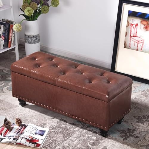 AviiSo Brandveiligheid opvouwbare opslag Ottomaanse sofa kruk montage kamer opslag rust bank kan thuis worden gebruikt Rechthoekige opslag kruk doos (kleur: bruin, maat: 60 cm)