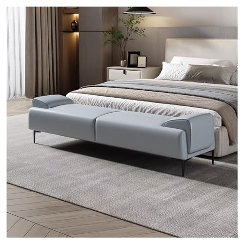 CYKD-777 Bedbank Gestoffeerde poef Bedeinde Gestoffeerde kruk for make-up en slaapkamereinde van bed, lederen voetenbank met armen Gestoffeerde voetenbank (Color : Blu, Size : 180 * 45 * 45cm)