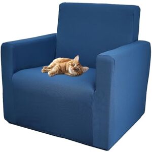 Comart , Bankovertrek, helder, elastische hoes van polyester, zeer duurzaam, voor fauteuils en banken, machinewasbaar, antislip, vuilafstotend en krasbestendig, kleur blauw, 1-zitsstoel Comart , Bankovertrek, helder, elastische hoes van polyester, zeer duurzaam, voor fauteuils en banken, machinewasbaar, antislip, vuilafstotend en krasbestendig, kleur blauw, 1-zitsstoel