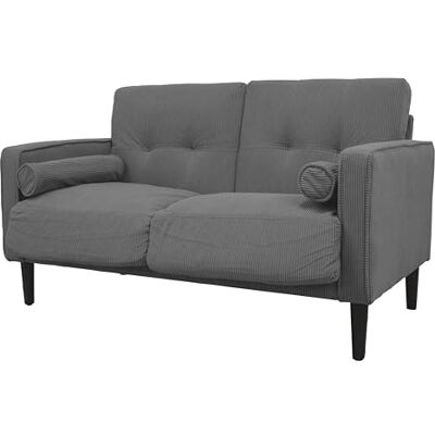 GARDENIA Joy vaste bankhoes van fluweel en vulling van polyester, met poten van hout en afneembaar kussen, grijs, 130 x 75 x 73 cm GARDENIA Joy vaste bankhoes van fluweel en vulling van polyester, met poten van hout en afneembaar kussen, grijs, 130 x 75 x 73 cm