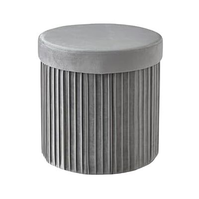 Relaxdays ronde poef met opbergruimte, fluweel, opvouwbaar, 38 cm, lichtgrijs woonkamer Relaxdays ronde poef met opbergruimte, fluweel, opvouwbaar, 38 cm, lichtgrijs woonkamer