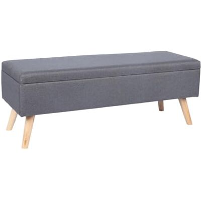 Relaxdays zitbank met opbergruimte, linnen look, houten poten, HxBxD: 40x110x40 cm, grijs Relaxdays zitbank met opbergruimte, linnen look, houten poten, HxBxD: 40x110x40 cm, grijs