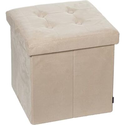DRW Opvouwbare zitzak met opbergruimte van polyester, beige, 38 x 38 x 38 cm DRW Opvouwbare zitzak met opbergruimte van polyester, beige, 38 x 38 x 38 cm