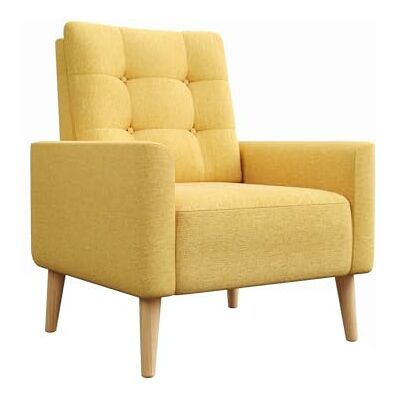 Mondeer Meerveil Fauteuil bank, massief houten poten, moderne badstoel voor slaapkamer, woonkamer, balkon, kantoor, 72 x 72 x 81 cm, geel Mondeer Meerveil Fauteuil bank, massief houten poten, moderne badstoel voor slaapkamer, woonkamer, balkon, kantoor, 72 x 72 x 81 cm, geel