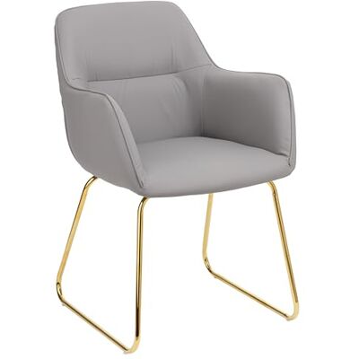 Baroni Home Moderne fauteuil met armleuningen en bekleding van kunstleer en poten van goudkleurig staal, zitvlak voor woonkamer, slaapkamer, leeshoek, grijs, 55 x 84 x 47 cm Baroni Home Moderne fauteuil met armleuningen en bekleding van kunstleer en poten van goudkleurig staal, zitvlak voor woonkamer, slaapkamer, leeshoek, grijs, 55 x 84 x 47 cm
