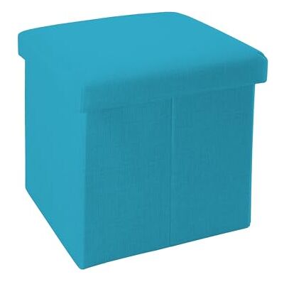 INTIRILIFE Opvouwbare zitzak 30 x 30 x 30 cm in Celeste-blauw, decoratieve opbergdoos van linnenlook om ruimte te besparen, kruk, zitkist INTIRILIFE Opvouwbare zitzak 30 x 30 x 30 cm in Celeste-blauw, decoratieve opbergdoos van linnenlook om ruimte te besparen, kruk, zitkist