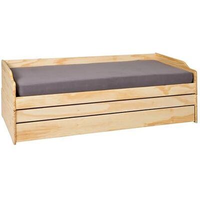 Inter Link 3-in-1 slaapbank met 3 slaapplaatsen, massief hout, naturel, 90 x 200 cm, voor logeerkamer, kinderkamer, tienerkamer of slaapkamer Inter Link 3-in-1 slaapbank met 3 slaapplaatsen, massief hout, naturel, 90 x 200 cm, voor logeerkamer, kinderkamer, tienerkamer of slaapkamer