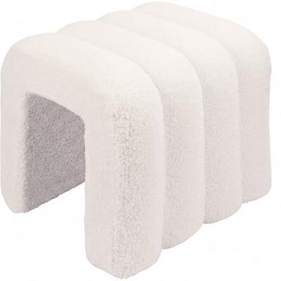 Relaxdays poef teddy-bont, gestoffeerd, HxBxD 40x40x40 cm, geribbeld bouclé voor slaapkamer & woonkamer, crème Relaxdays poef teddy-bont, gestoffeerd, HxBxD 40x40x40 cm, geribbeld bouclé voor slaapkamer & woonkamer, crème