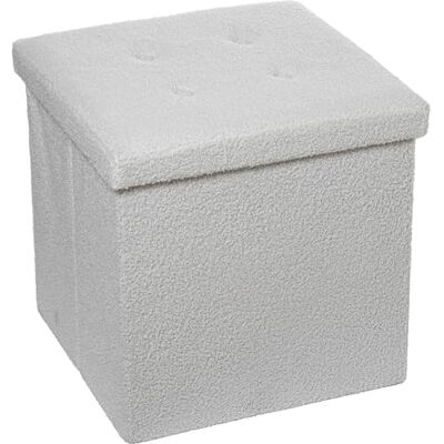 DRW Opvouwbare zitzak met opbergruimte van polyester, wit, pluche, 45 x 45 x 45 cm DRW Opvouwbare zitzak met opbergruimte van polyester, wit, pluche, 45 x 45 x 45 cm