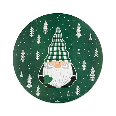 Excelsa Green Winter Amerikaanse Kerst Placemats, 2 stuks, rond, 38 cm, groen met dwerg Excelsa Green Winter Amerikaanse Kerst Placemats, 2 stuks, rond, 38 cm, groen met dwerg