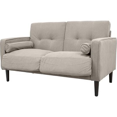 GARDENIA JoY, vaste bankhoes van fluweel en vulling van polyester, met houten poten en afneembaar kussen, taupe, 130 x 75 x 73 cm GARDENIA JoY, vaste bankhoes van fluweel en vulling van polyester, met houten poten en afneembaar kussen, taupe, 130 x 75 x 73 cm