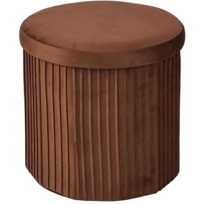 Relaxdays poef van fluweel met opbergruimte, gestoffeerd, mocha-mousse opvouwbaar, HxD: 38 x 38 cm, rond bijzetkrukje Relaxdays poef van fluweel met opbergruimte, gestoffeerd, mocha-mousse opvouwbaar, HxD: 38 x 38 cm, rond bijzetkrukje