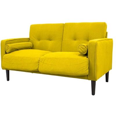 GARDENIA Joy vaste bankhoes van fluweel en vulling van polyester, met poten van hout en afneembaar kussen, mosterd, 130 x 75 x 73 cm GARDENIA Joy vaste bankhoes van fluweel en vulling van polyester, met poten van hout en afneembaar kussen, mosterd, 130 x 75 x 73 cm
