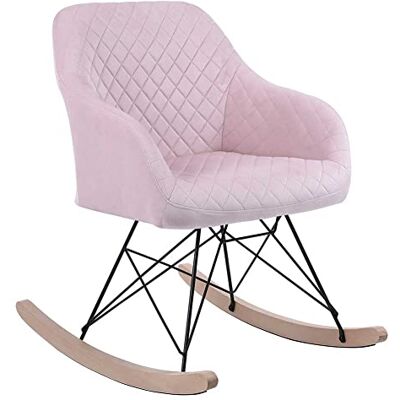 BAKAJI Schommelstoel Relax Casa bekleding van stof, gevoerd, metalen poten, sokkel, hout, afmetingen 75 x 58 x 80 cm, Scandinavisch design (roze) BAKAJI Schommelstoel Relax Casa bekleding van stof, gevoerd, metalen poten, sokkel, hout, afmetingen 75 x 58 x 80 cm, Scandinavisch design (roze)