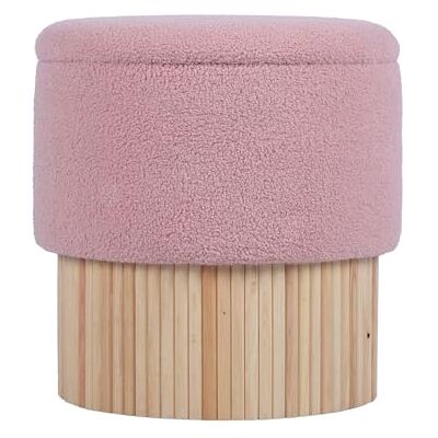 DRW Zitzak met houten sokkel, gevoerd in roze en natuur, 39 x 39 x 41 cm DRW Zitzak met houten sokkel, gevoerd in roze en natuur, 39 x 39 x 41 cm