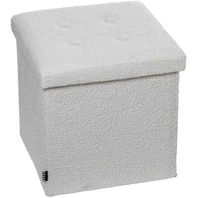 DRW Opvouwbare zitzak met opbergruimte van polyester, wit, pluche, 38 x 38 x 38 cm DRW Opvouwbare zitzak met opbergruimte van polyester, wit, pluche, 38 x 38 x 38 cm