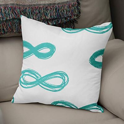 Bonamaison Decoratieve kussenhoes Turquoise & wit, sierkussens, decoratieve kussenslopen voor woonkamer, bank, slaapkamer, maat: 50x50 cm ontworpen en vervaardigd in Turkije Bonamaison Decoratieve kussenhoes Turquoise & wit, sierkussens, decoratieve kussenslopen voor woonkamer, bank, slaapkamer, maat: 50x50 cm ontworpen en vervaardigd in Turkije