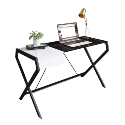 TRESORS Thuisbureau Modern eenvoudig thuisbureau, studeertafel, bureau, computerbureau met opberglade, werkstation met metalen frame Bureau Organizers (Color : White)