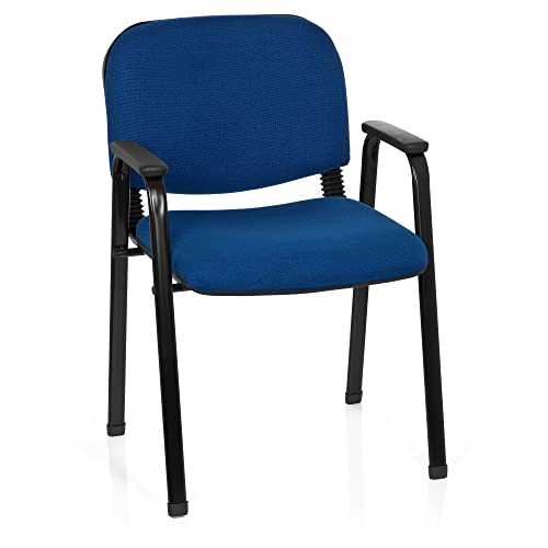 hjh OFFICE 704341 bezoekersstoel XT 650 stof blauw conferentiestoel bekleed met armleuning, stapelbaar