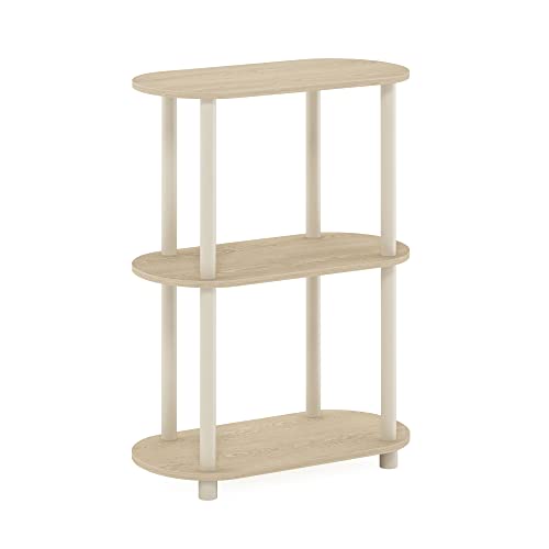 Furinno Turn-N-Tube No Tools 3-Tier Modern Oval Side Display Rack, Bauhaus Eik/Beige