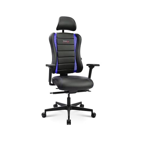 Topstar Sitness RS Pro 2020 Ergonomische bureaustoel, bureaustoel met beweegbare zitting, gamingstoel, zwart/blauw