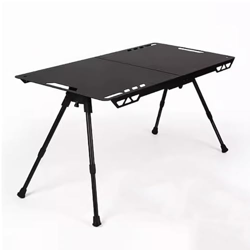 FAIRE Kamptafel, Draagbare Buitenkampeertafel, Aluminium Lichtgewicht Klaptafels met Draagtas, in Hoogte Verstelbare Kleine Opvouwbare Tafel voor Kamppicknickstrand (Color : Black)